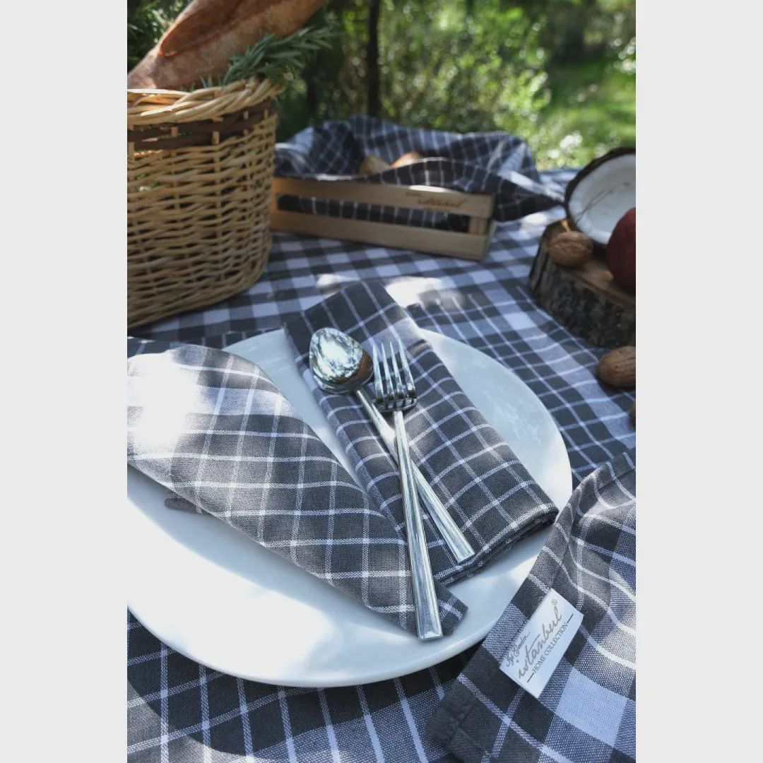 Piknik süfrə dəsti İyiGecələr Happy Days, Antrasit (8681234937236) — Mətbəx tekstili, Bakı