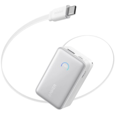 Power Bank Anker Nano 10000 mAh 45W Built in Retractable USB Type-C Cable A1638H21 White — Bakı