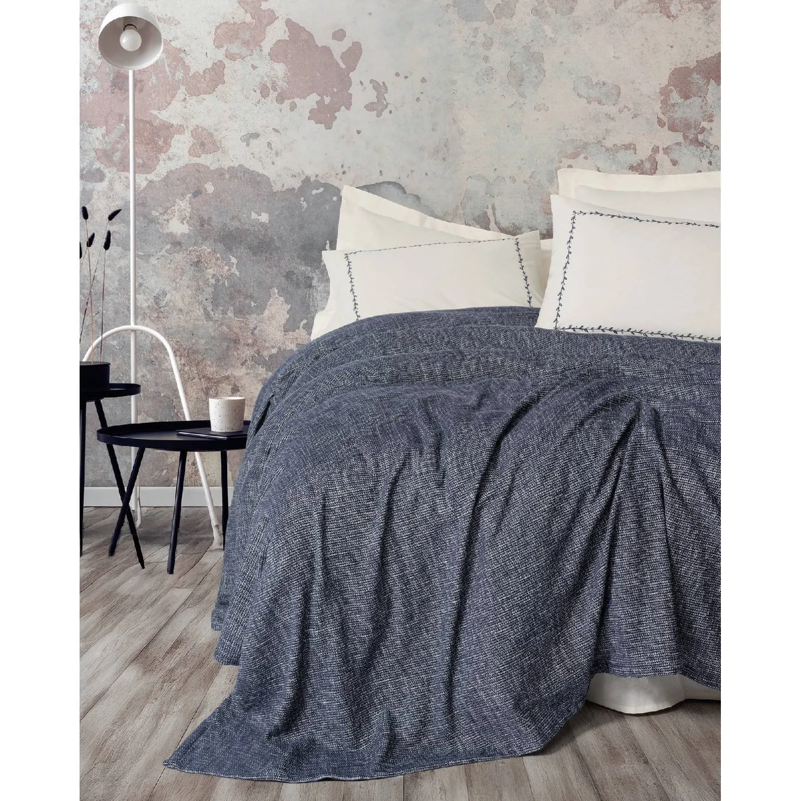 Yataq örtüyü dəsti Cotton Box Embrova Chenille, iki nəfərlik, Loom navy blue (8680108080993) — Bakı