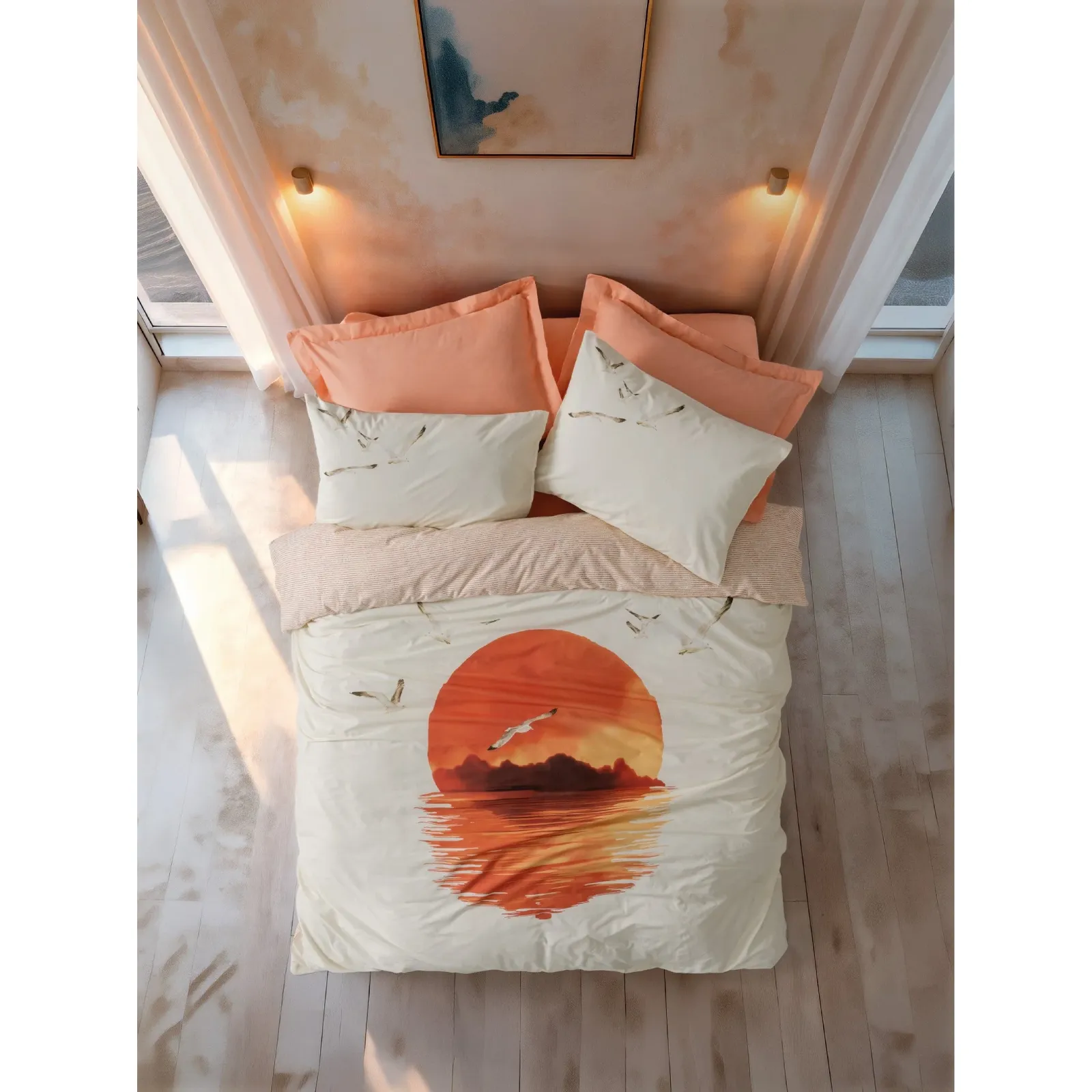 Yataq dəsti Cotton Box Maritime, iki nəfərlik, Sunset somon (8680108086483) — Постельное белье