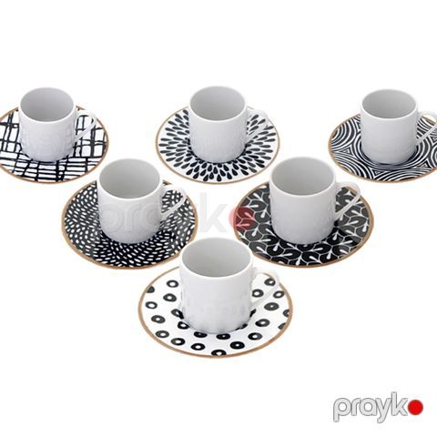 Qəhvə üçün fincan dəsti Porland Fractal 12 parça 90CC 04POR034325 — Bakı