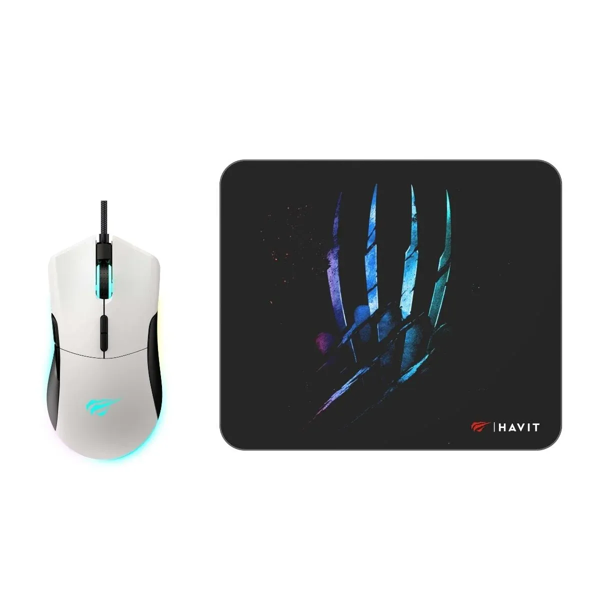 Oyun üçün simli siçan və siçan altlığı Havıt MS1037CM white+black — Keyboards & Mice
