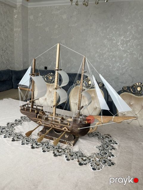 Dekorativ taxta yelkənli gəmi maketi - Material: keyfiyyətli ağac — Xırdalan