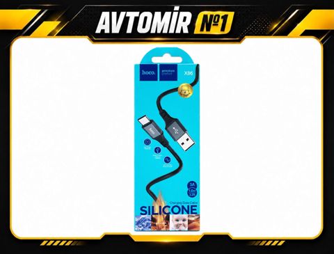 Hoco X86 Spear silikon sürətli şarj və data kabeli – 1 metr — Bakı