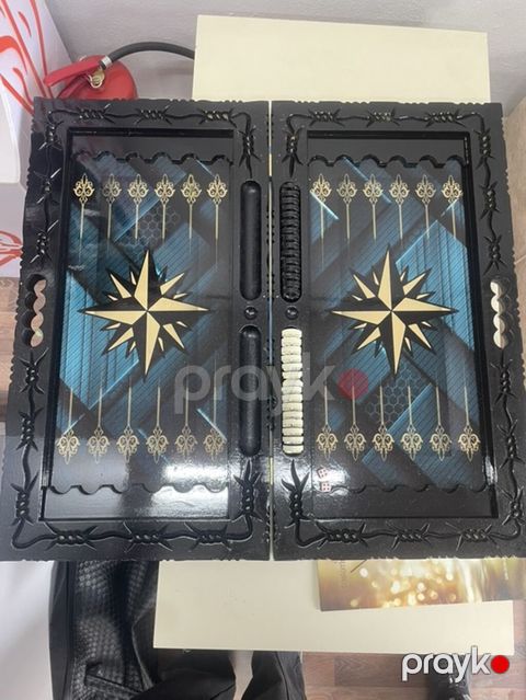 Taxta nərd dəsti - Material: qara rəngli, laklı taxta korpus — Digah