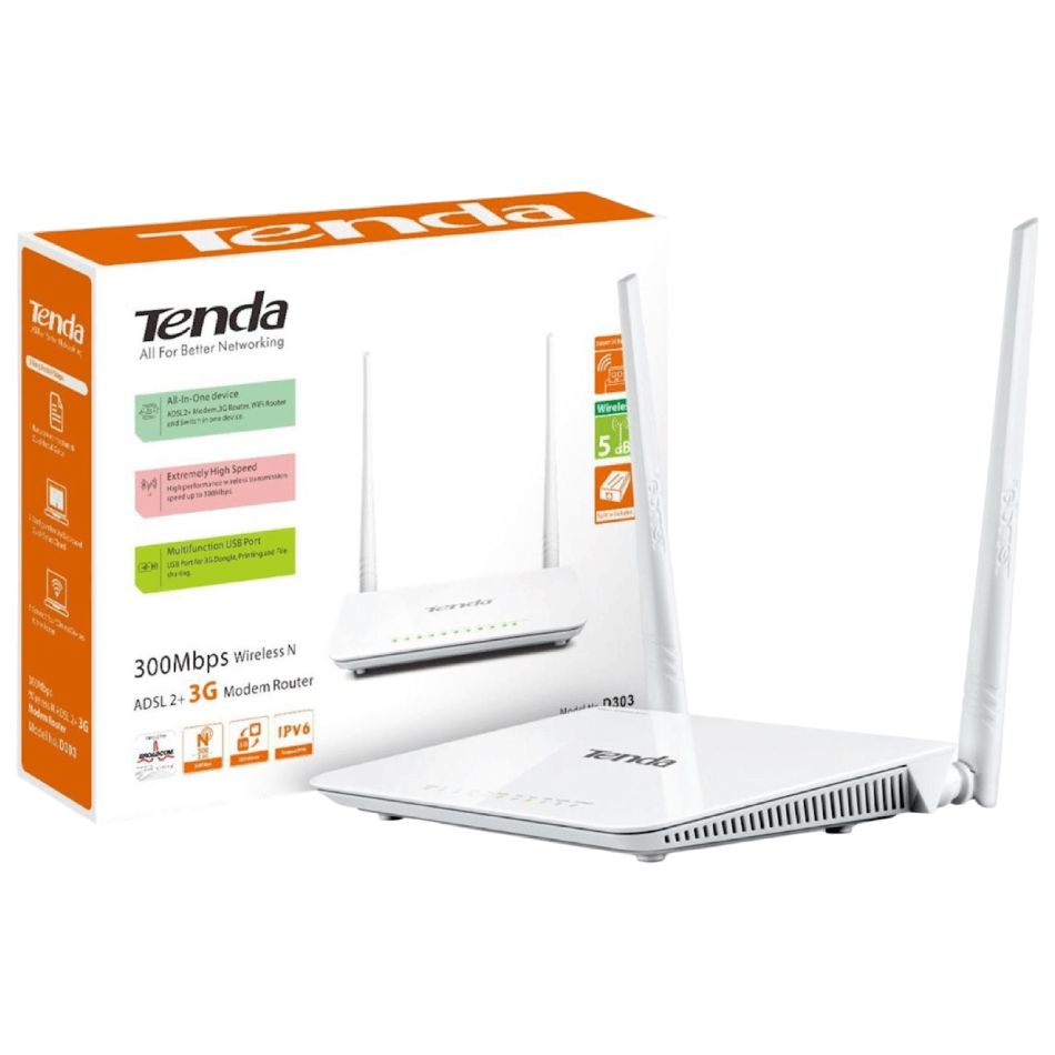 Router Tenda D303 N300 ADSL2+3G — Routerlər, Bakı (3)