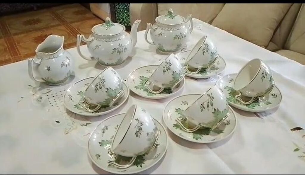 Çay dəsti, rəng - Ağ, Farfor, Çexiya — Mallar, Digah (5)