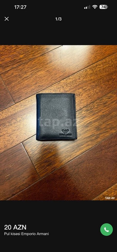 Emporio Armani kişi pul kisəsi – qara rəng - Material: xətkeşli