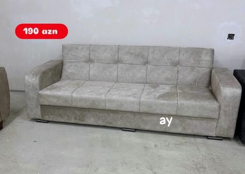 Mebel növü: Divan - Rəng: Açıq boz, neytral ton - Material: Yumşaq — Bakı