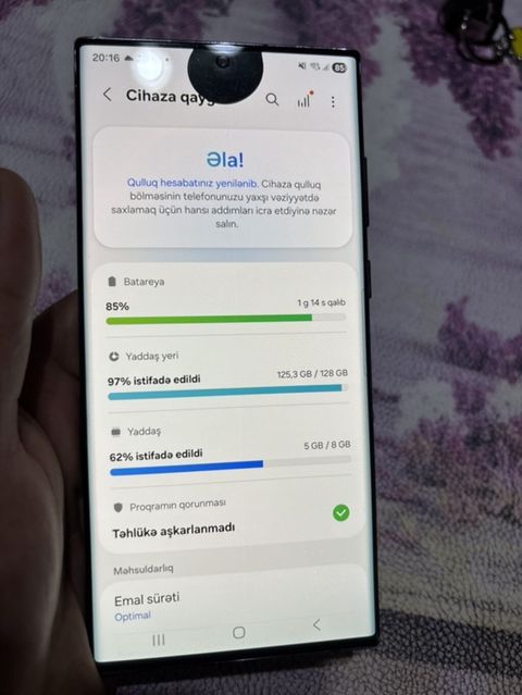 Samsung Galaxy S22 Ultra, 128 GB, rəng - Qara, Sensor — Masallı