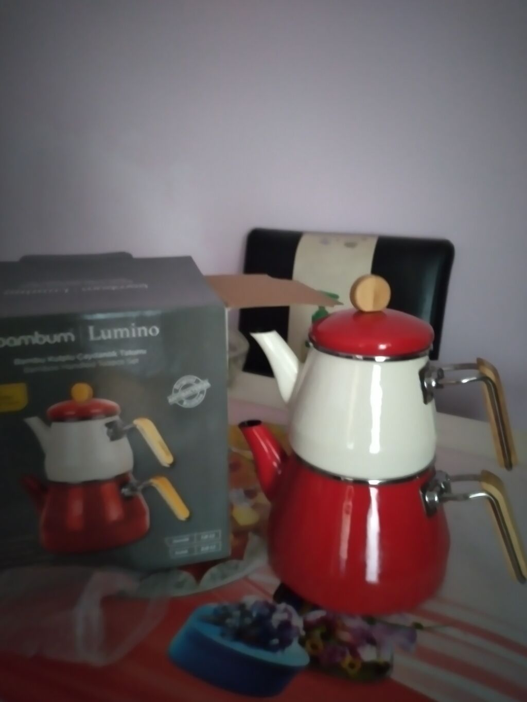 Bambum Lumino ikiqatlı çaydan dəsti - Material: Emaye örtüklü metal — Mallar, Bakı