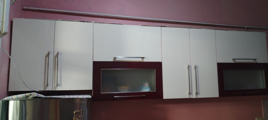 Mətbəx mebeli dəsti - Aşağı modul: parlaq tünd-bordo fasadlar, geniş — Mebel, Bakı (2)