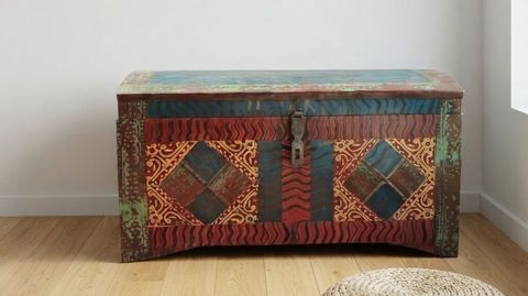 Etnik üslubda dekorativ sandıq/qutu - Material: bərk ağac gövdə — Xaçmaz