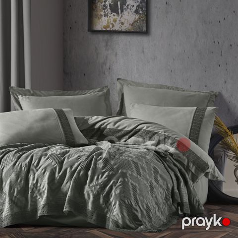 Yataq örtüyü + tekstil yataq dəsti Şahəsər Full Set Freya CK Antrasit — Bakı