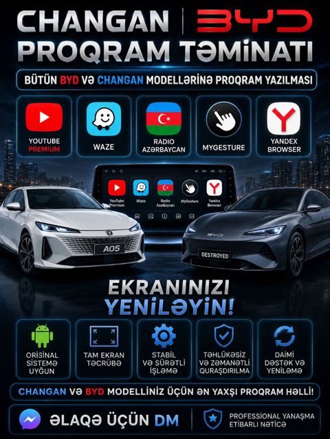 Changan və BYD avtomobilləri üçün peşəkar proqram təminatı xidməti — Bakı