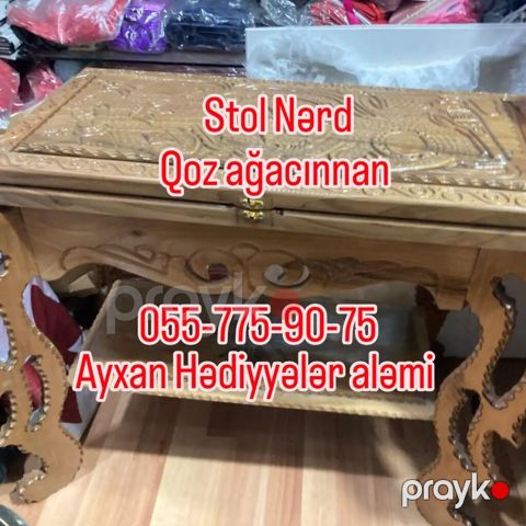 Əl işi Nərd. Qoz ağacından hazırlanmış nərd stolu Ünvan Q Qarayev — Bakı