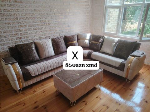 Künc divan dəsti: ikirəng kombinasiyada (krem və tünd qəhvəyi) — Bakı