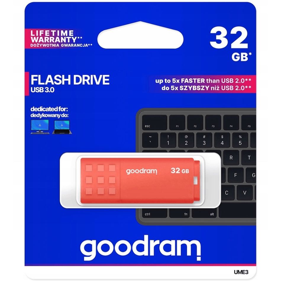 Fleş kart Goodram 32 GB USB 3.0 Gen1 UME3 Orange 45691 5908267935767 — Kompüterlər və noutbuklar, Bakı (3)