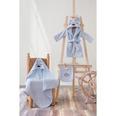 Uşaq hamam seti Cotton Box Bear Mavi 0-2 yaş — Bakı