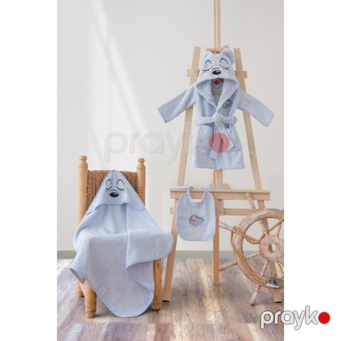 Uşaq hamam seti Cotton Box Bear Mavi 0-2 yaş — Bakı