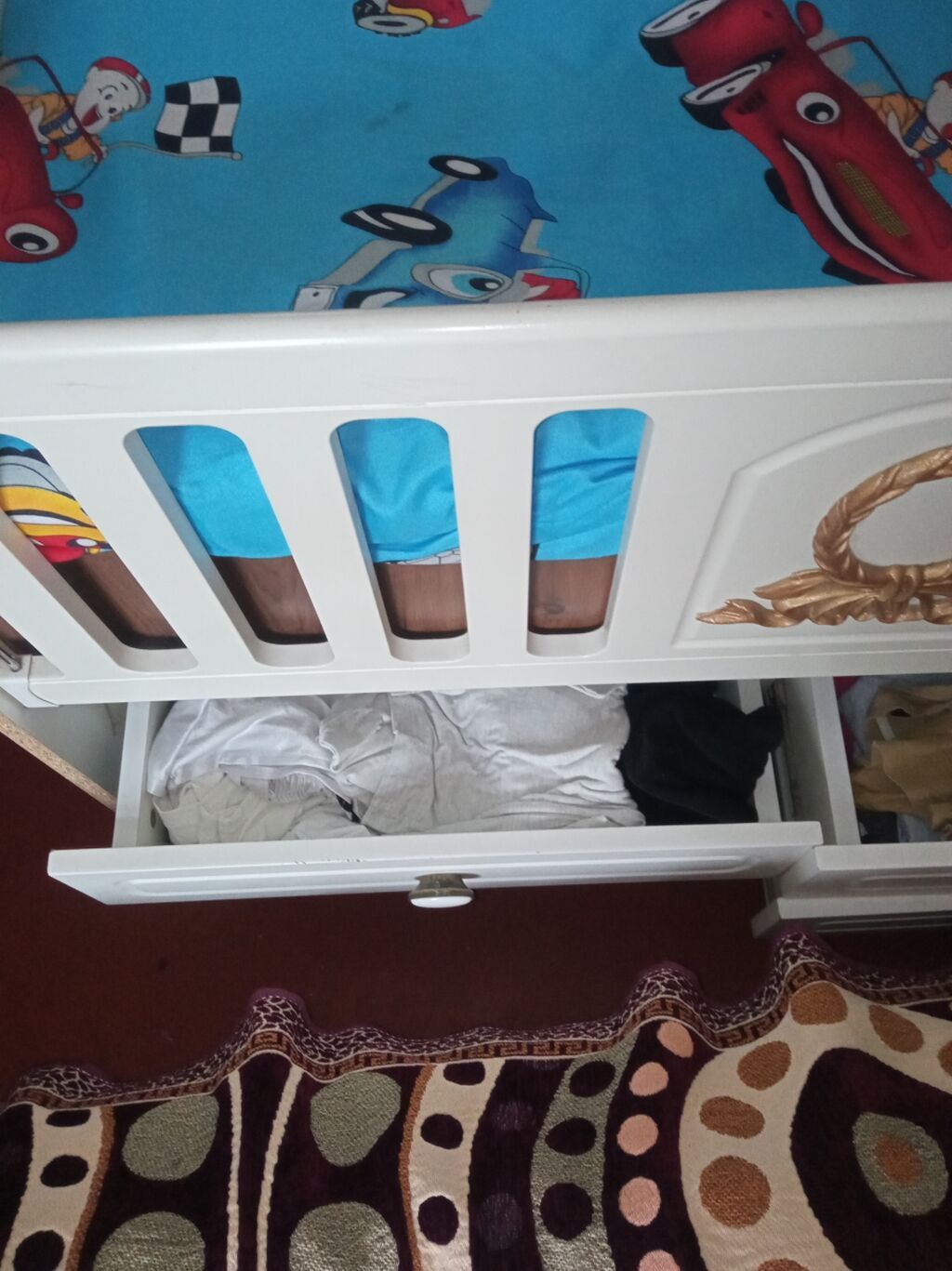 Oğlan və qız üçün, İşlənmiş, Dördbucaq, Beşik, Dəstsiz, Matras ilə, Yellənmə mexanizmsiz — Mebel, Bakı (3)