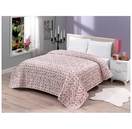 Yataq örtüyü Mink Premium 604 220x240 sm, iki nəfərlik, Pudra (8699101321415) — Bakı