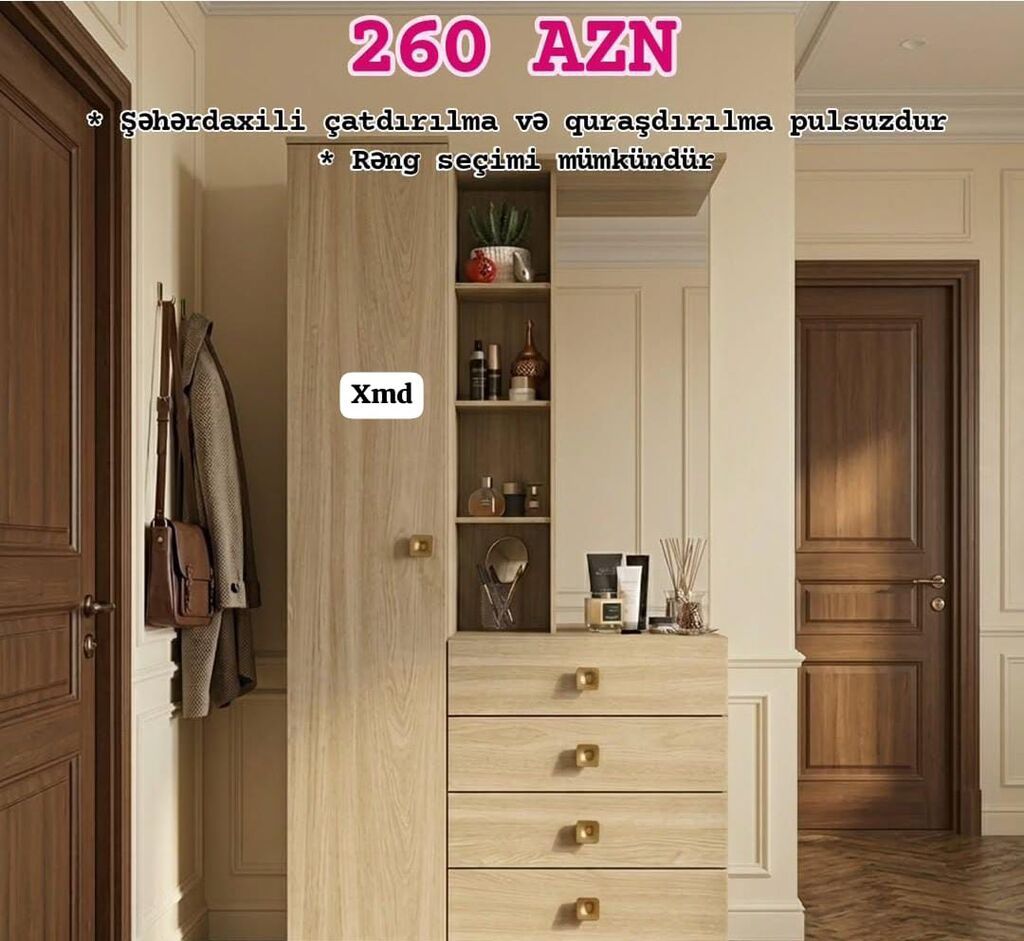 Dəhliz üçün askılıq-güzgü dəstləri - Ölçü və modellər: - 200×90×40 — Xol üçün, Bakı (7)
