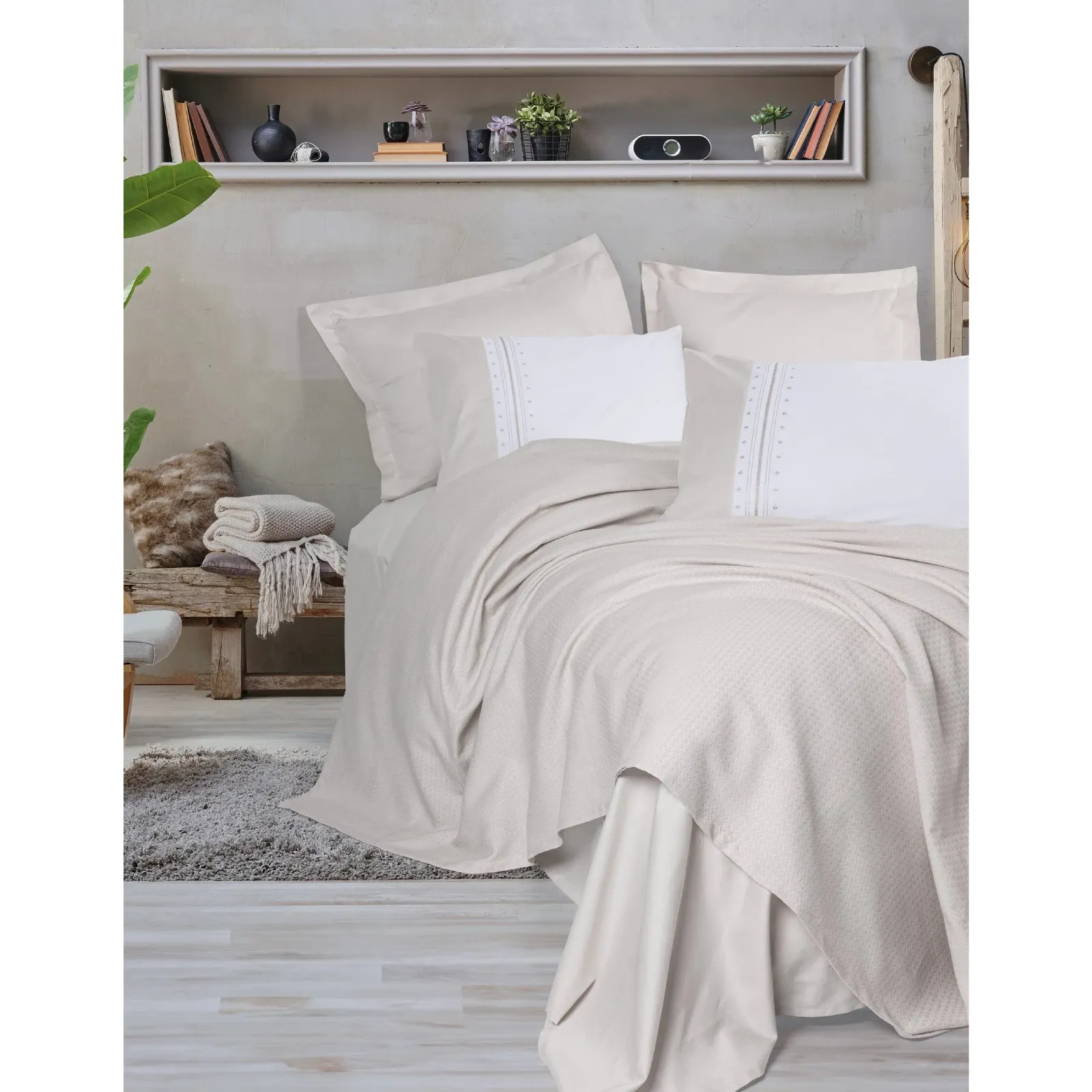 Yataq örtüyü dəsti Cotton Box Lusso Bamboo, iki nəfərlik, Spruce powder (8680108075005) — Bakı