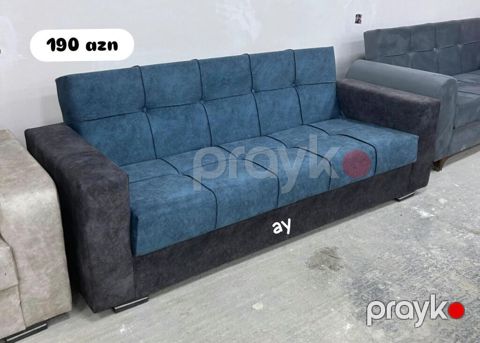3 nəfərlik divan - Rəng: göy oturacaq və kürəklik hissəsi, tünd boz — Bakı