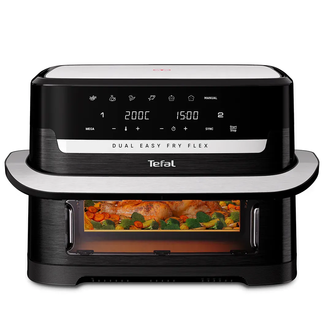 Fritoz Tefal Easy Fry Flex EY9228G1 Dual Air Fryer - Black, 9L (1510002875) — Bakı