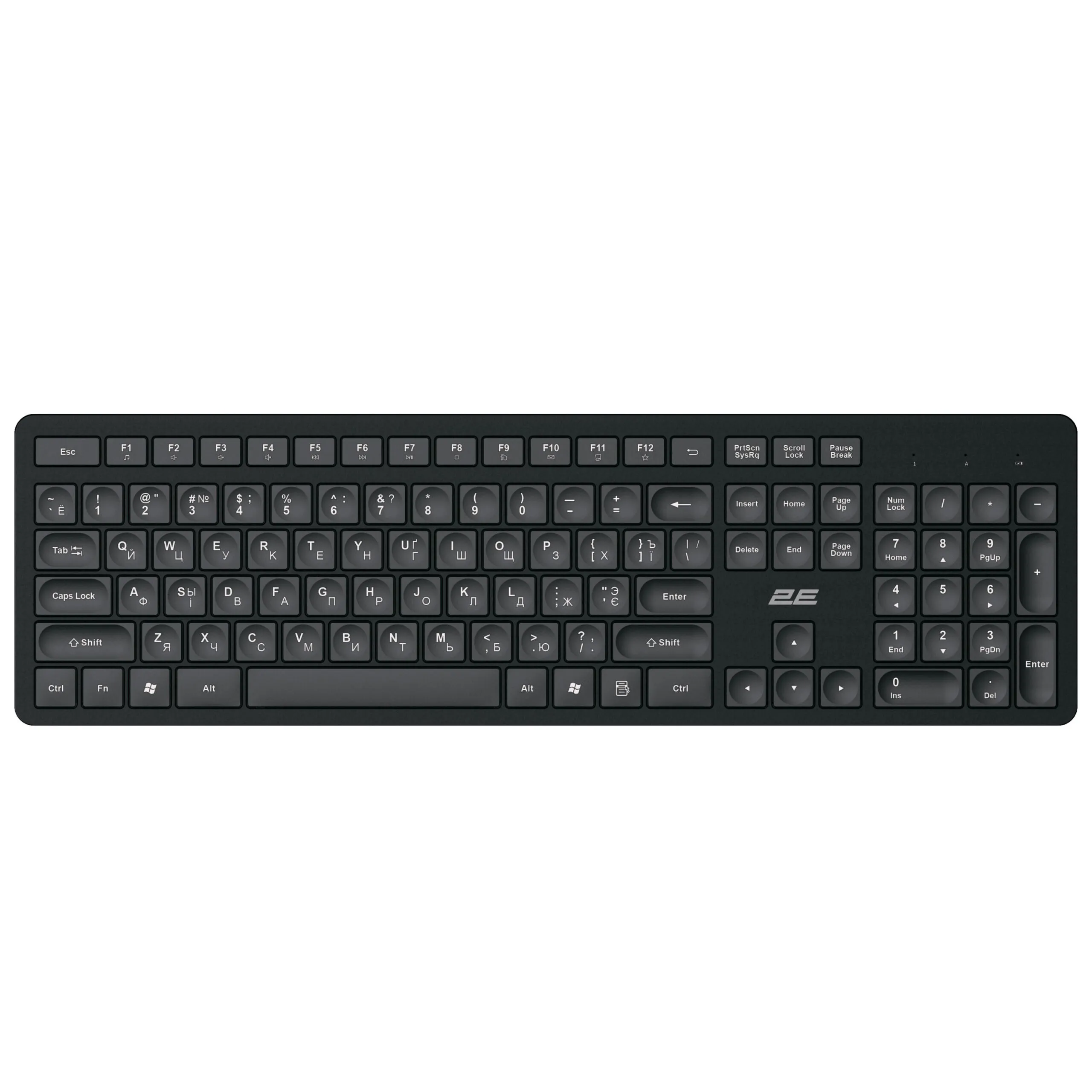 Simsiz klaviatura 2E KS260 106key, WL, En/uk/ru, Black — Keyboards & Mice