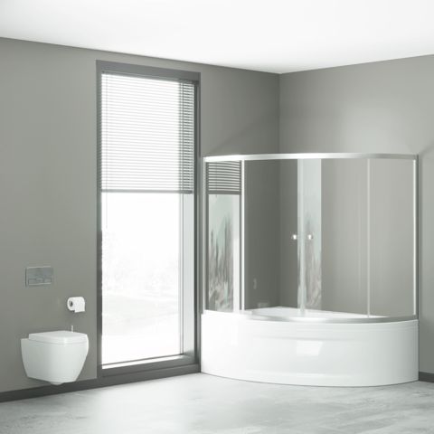 Yarım oval vanna üstü duş kabin Kabinex KL 201 90×130×150 sm Sol — Bakı