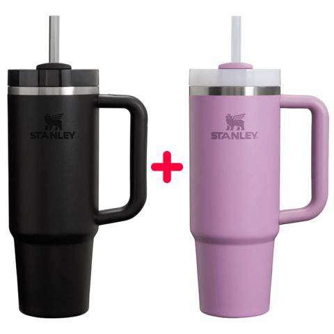 Termos Stanley Quencher H20 Tumbler Purple + Stanley Quencher H20 Tumbler Black — Bakı
