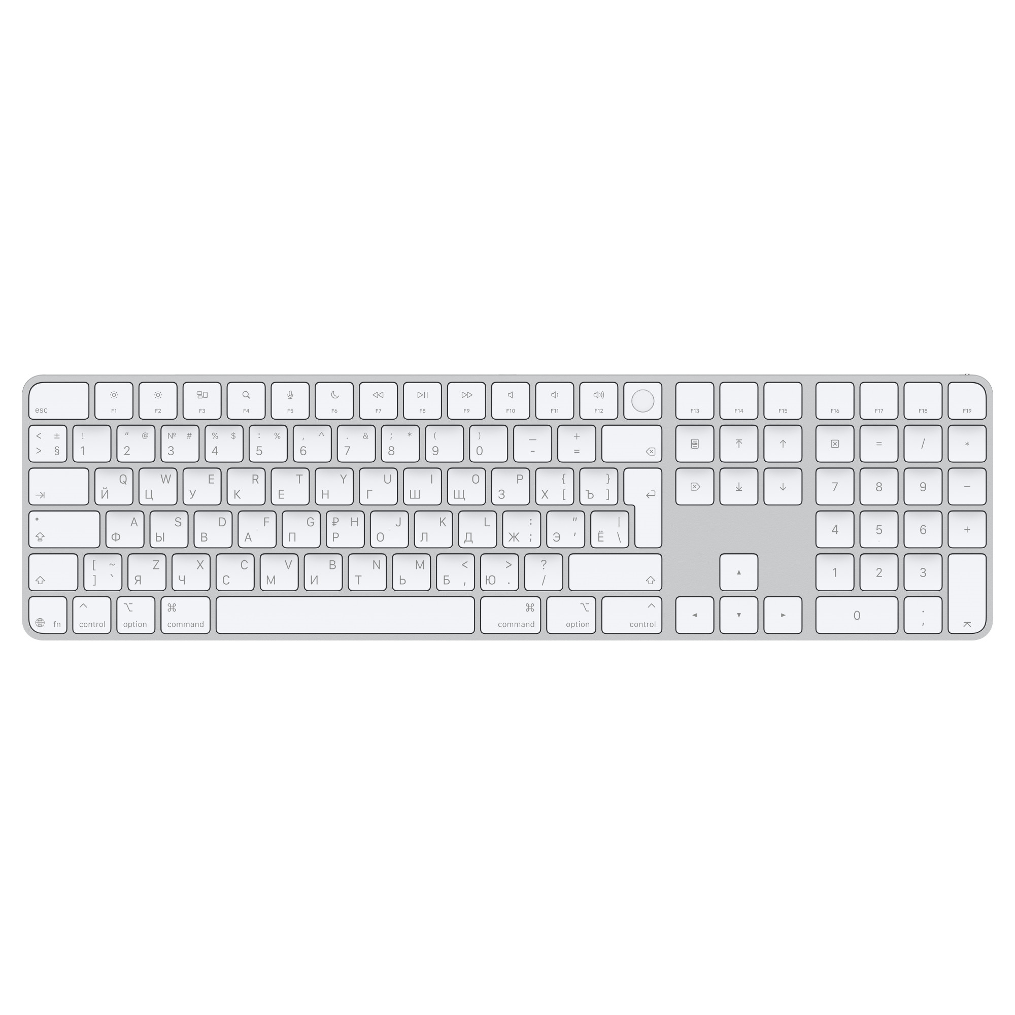 Simsiz klaviatura Apple Magic Keyboard with Touch ID and Numeric Keypad for Mac (Apple silicon, Russian, White Keys) (MXK73RS/A) — Keyboards & Mice
