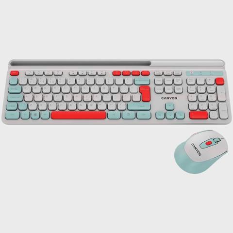 Simsiz klaviatura və kompüter sıçanı seti Canyon HSET-W5, White (CNS-HSETW5WT) — Baku Electronics — Computers & Laptops