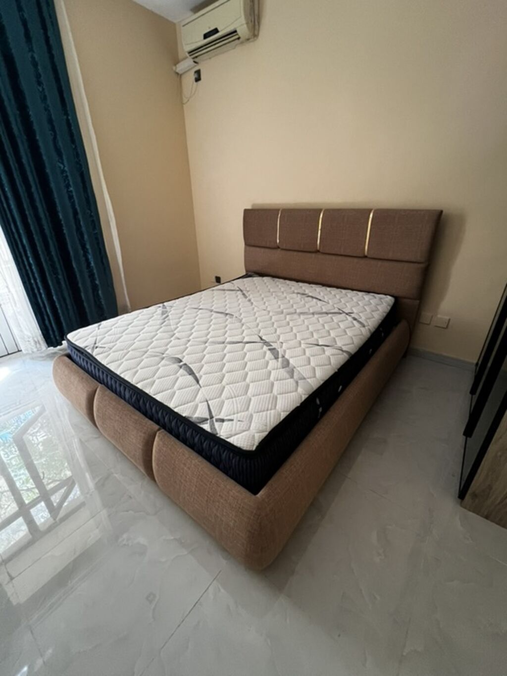 Yataq dəsti – yumşaq başlıq və yanları ilə müasir dizayn - Ölçü — Mebel, Bakı (3)