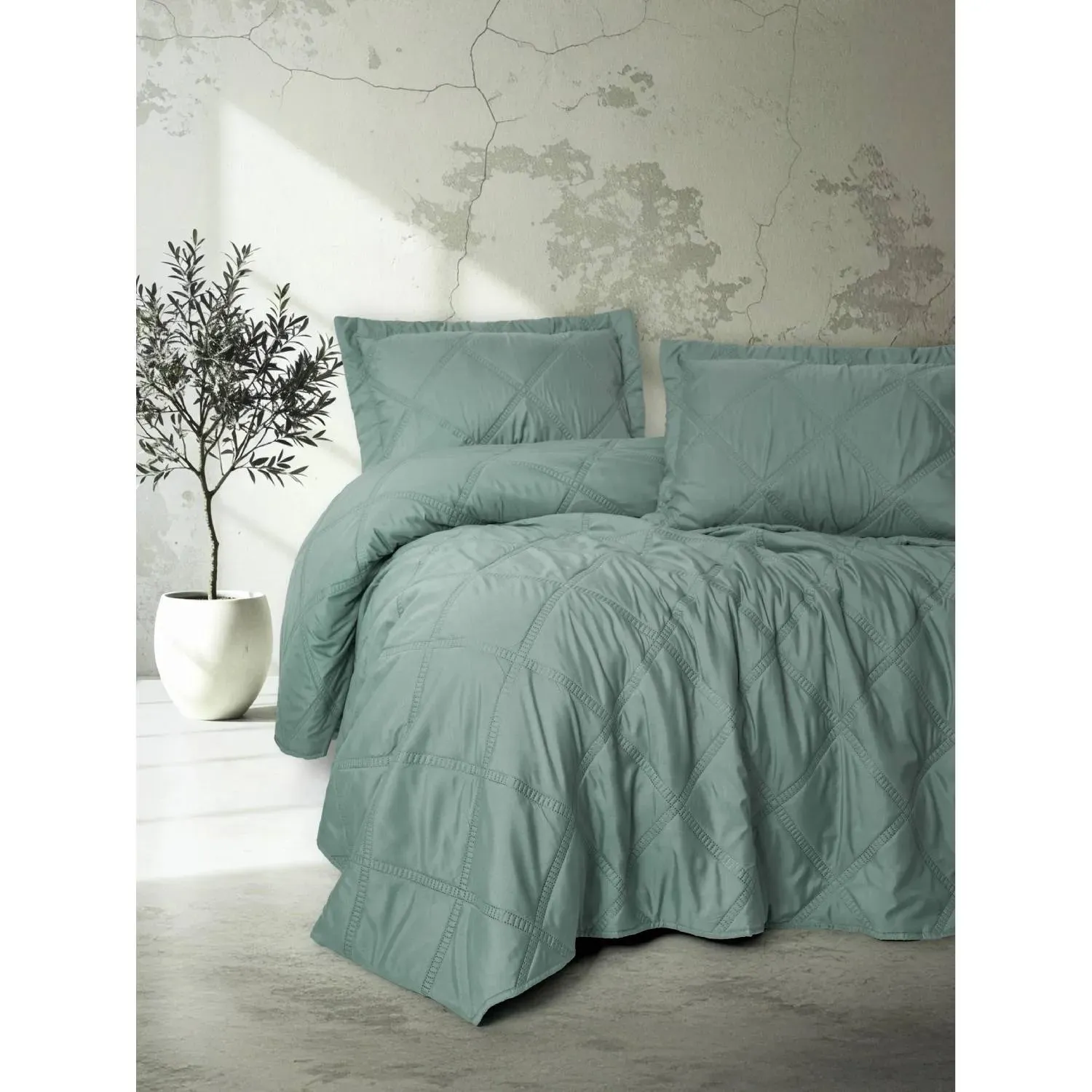 Yataq örtüyü dəsti Cotton Box Serra Tila, iki nəfərlik, Mint (8680108083178) — Bakı