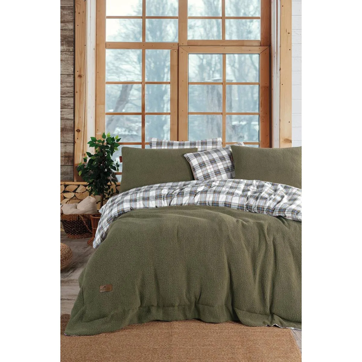 Yataq örtüyü dəsti İyiGecələr Sherwood Cozy, iki nəfərlik, Yaşıl Kahve (8681234934228) — Bakı