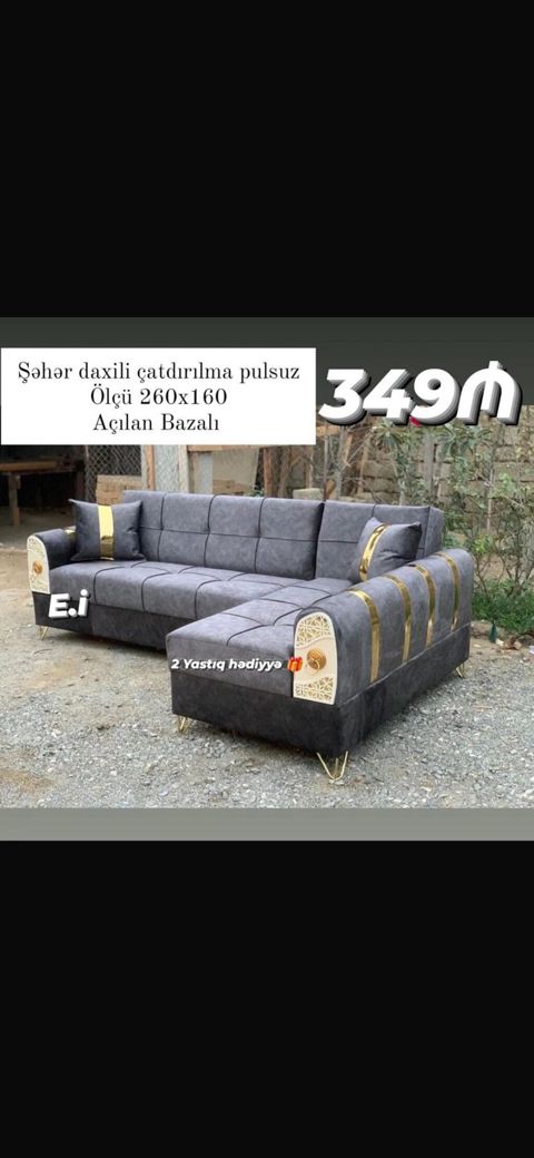 Künc divan – açılan bazalı model - Ölçü: 260 x 160 sm - Şəhər daxili — Bakı