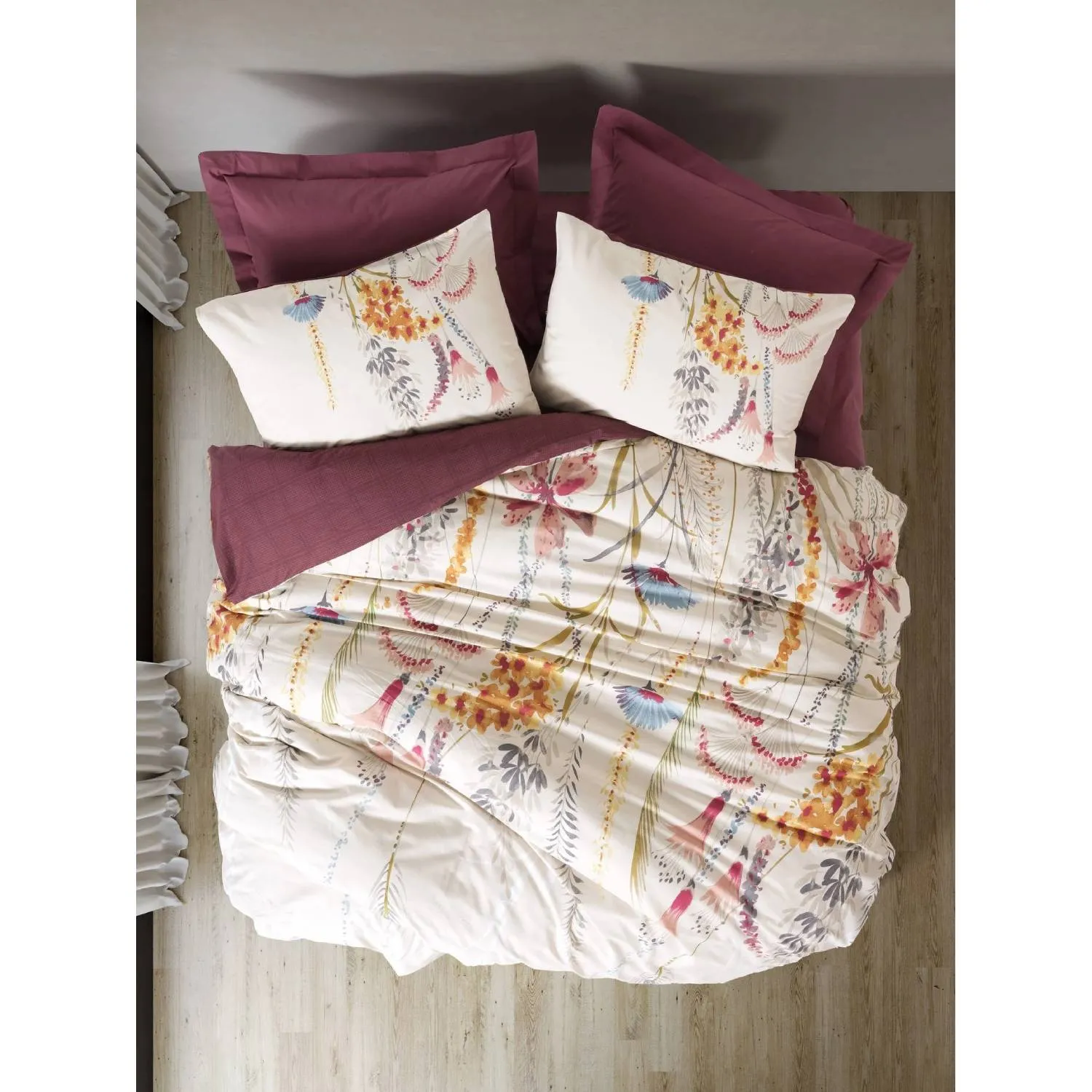 Yataq dəsti Cotton Box Flos Bordo Tək nəfərlik (8680108078631) — Постельное белье