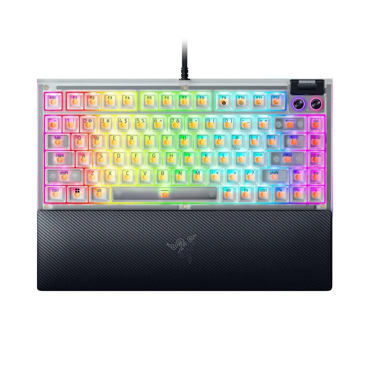 Oyun üçün simli klaviatura Razer Keyboard BlackWidow V4 75 RGB Mechanical Tactile Switch GEN-3, Usb-a, EN, Phantom White Ed.(RZ03-05003500-R3M1)