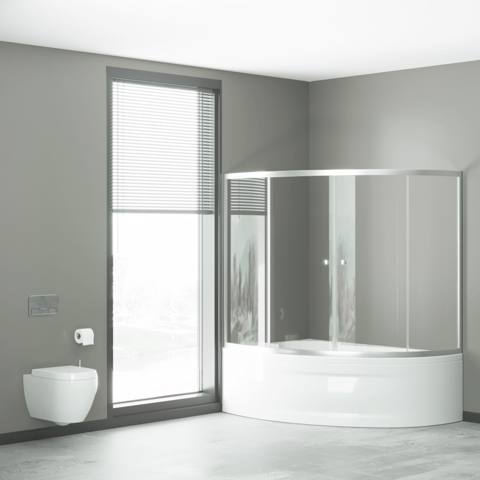 Yarım oval vanna üstü duş kabin Kabinex KL 207 100×160×150 sm Sol — Душ кабиналары және қалқалар