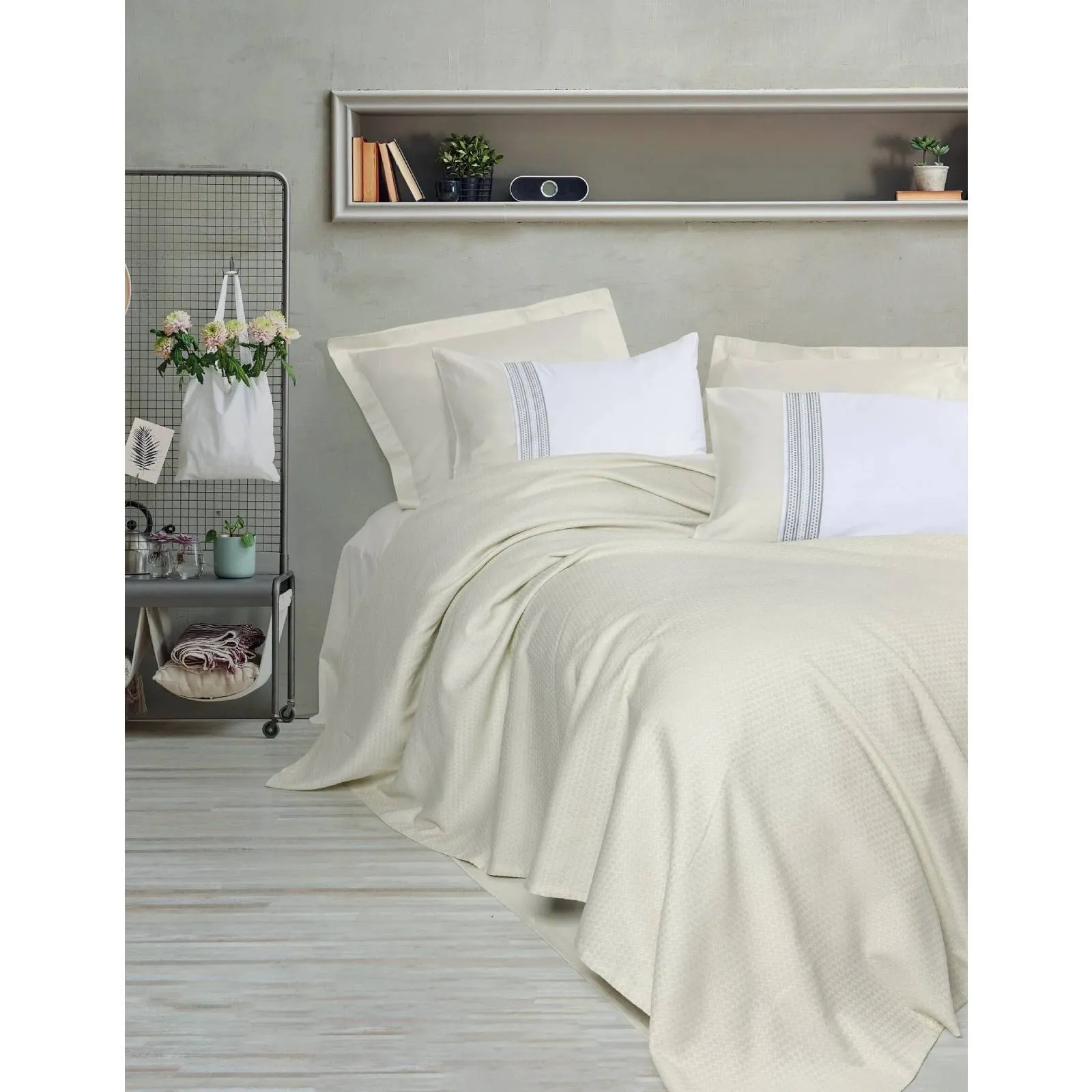 Yataq örtüyü dəsti Cotton Box Lusso Bamboo Lessy, iki nəfərlik, Green (8680108074992) — Bakı