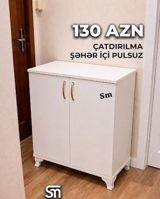 Yeni, 2 qapılı, Ağ, Açılan, Düz dolab — Dəhliz mebeli