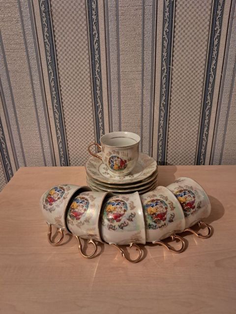 Çay dəsti, rəng - Qızılı, Farfor, 6 nəfərlik, Çexiya — Mingəçevir