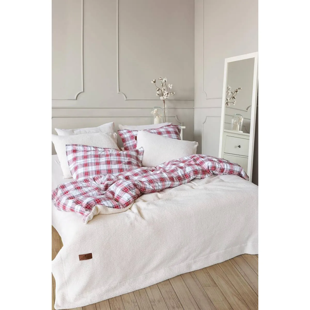 Yataq örtüyü dəsti İyiGecələr Sherwood Cozy, iki nəfərlik, Qırmızı Krem (8681234934266) — Bakı