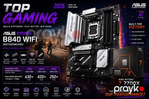 ASUS Prime B840 wıfı + AMD Ryzen 7 7700X 32GB DDR5 — Bakı
