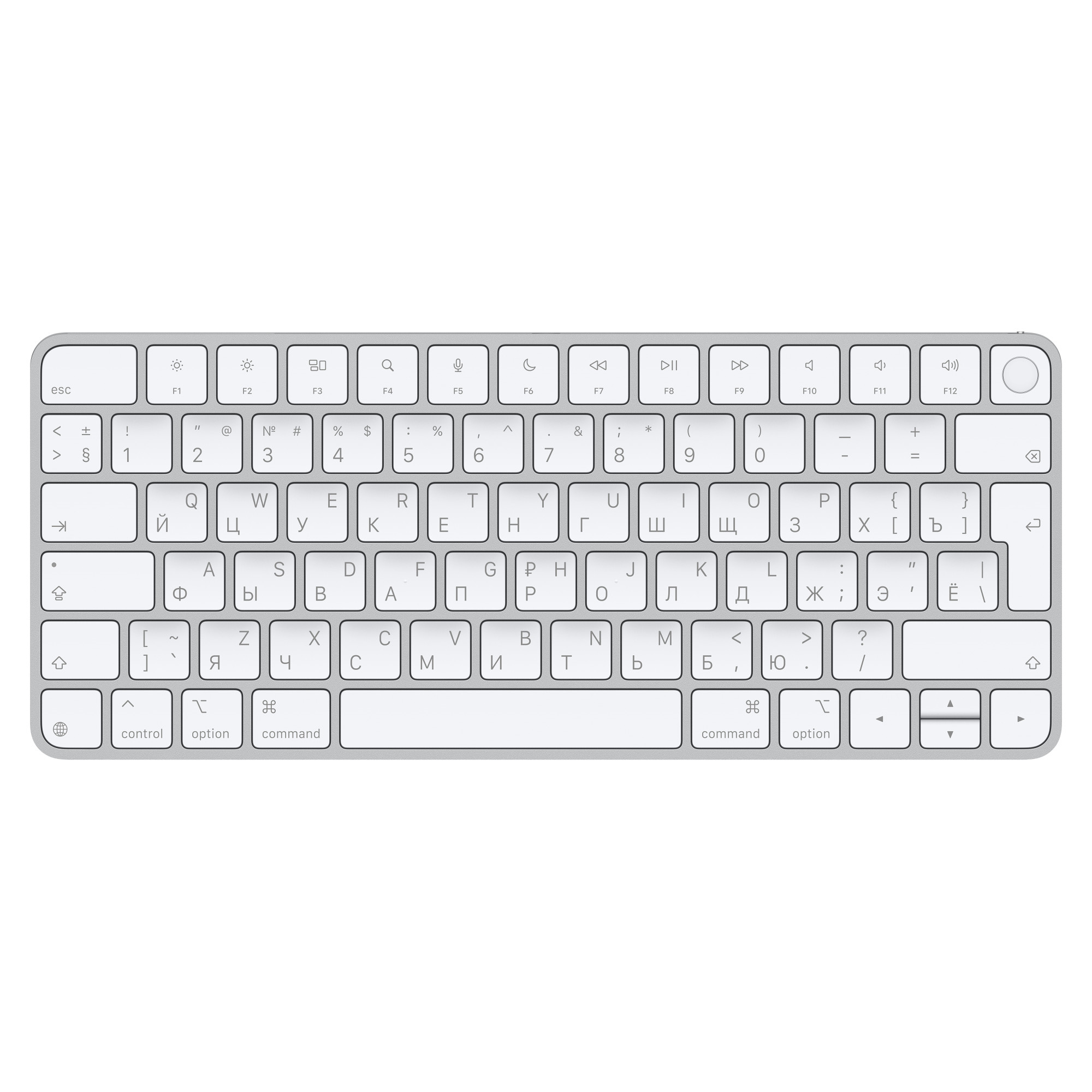 Simsiz klaviatura Apple Magic Keyboard with Touch ID for Mac (Apple silicon, Russian, Usb‑c) (MXCK3RS/A)