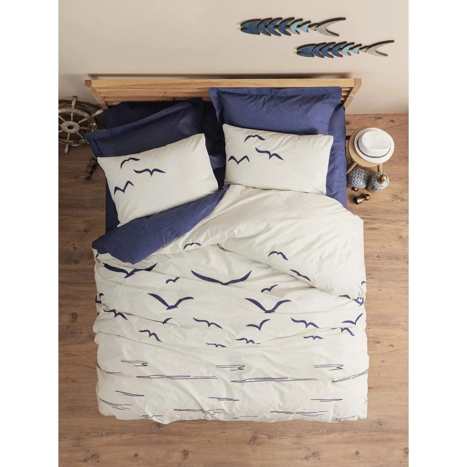 Yataq dəsti Cotton Box Maritime, iki nəfərlik, Larum navy blue (8680108068489) — Постельное белье