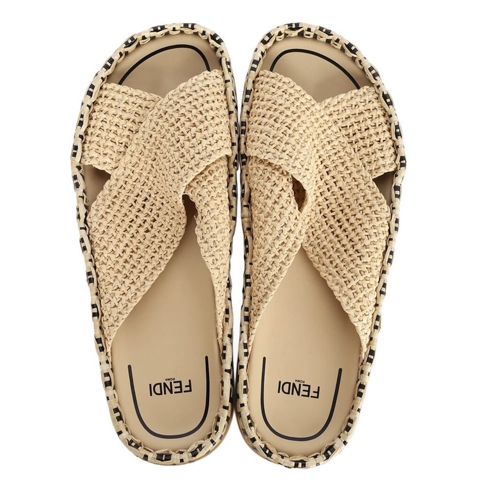 Orijinal Fendı Zucca FF Logo Raffia Mules – Ölçü 40 565 dollara alinib — Bakı